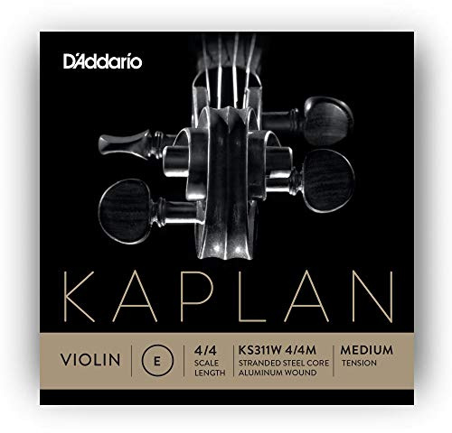 D'Addario Kaplan Violin String - KS311W 4/4M Non-Whistling Aluminum Wound Single E String, 4/4 Scale, Medium Tension
