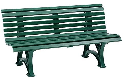 BLOME Parkbank aus Kunststoff - Mit 13 Leisten - Breite 1500 mm, Moosgrün - Gartenbank Ruhebank