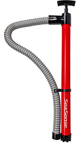 SeaSense Hand Bilge Pump - Self-Priming, Manual Bilge Pump for Water Removal on Small Boats, Kayaks, Canoes, Bilges or Any Place Water Collects - 18 x 20 Hose