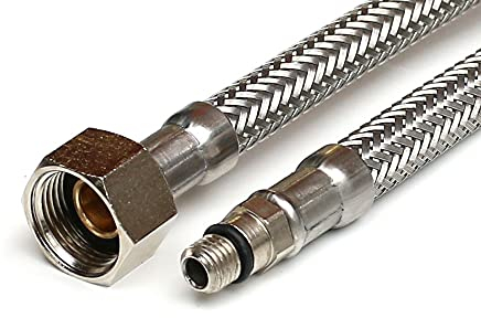 Panzerschlauch 3/8ÜM x AG M8x1 kurz, Flexschlauch DN6 für Sanitär mit Trinkwasserzulassung, 20cm-2m