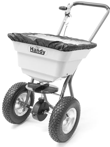 The Handy Broadcast Spreader for Fertiliser, Grass Seed or Refined Ice Salts - 36kg Hopper, Adjustable Feed Control - 2 Year Guarantee - Not Suitable for Rock Salt