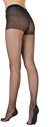 Pretty Polly Women's Nylons - 10d Gloss Backseam Tights, Black, M-L UK
