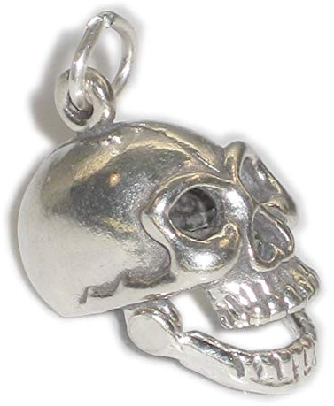 Teschio con bocca aperta charm in argento sterling .925 x 1 Teschi - Horror