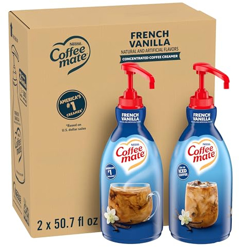 Nestle Coffee mate Coffee Creamer, French Vanilla, Concentrated Liquid Pump Bottle, Non Dairy, No Refrigeration, 50.7 fl oz (Pack of 2)