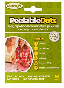 U-Craft Peelable Glue Dots - 6 Sheets of 16 Clear, Removable, Double-Sided, Sticky, Adhesive Dots for Creative Hobbies, Arts & Crafts, Posters and Decorations & Other Projects