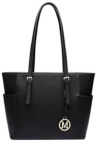 Miss Lulu Large Tote Bags for Women, Waterproof Black Handbag for School & Work, Spacious Laptop Bag Fits 13.3 Laptops with Secure Zipper