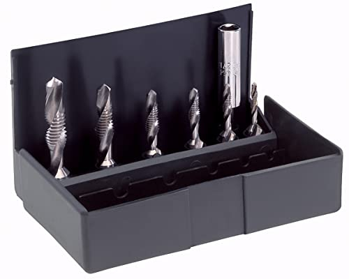 VÖLKEL HSS G Kombi-Bit-Satz | M3 – M10 | Metrisches ISO-Gewinde DIN 13 | Kernlochbohrer Set | Durchgangsgewinde | Gewindebohren in einem Arbeitsgang ohne Werkzeugwechsel