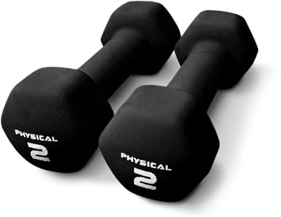 Physical 2 x 2kg Neo Hex Dumbbells - Black - Weights for Body Toning, Cardio and Strength Training …