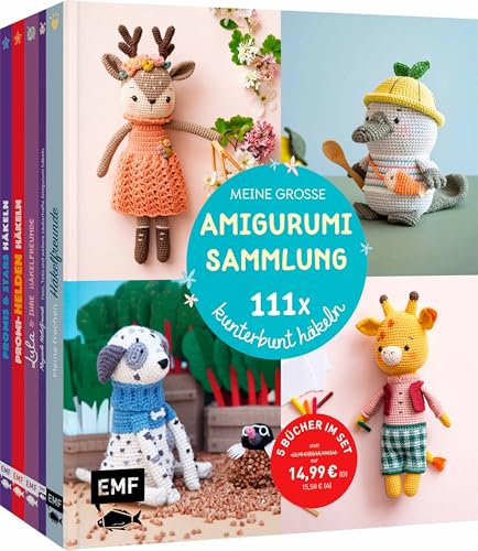 Meine große Amigurumi-Sammlung – 111x kunterbunt häkeln: Niedliche Figuren zum Kuscheln und Verschenken | Fünf Bücher im Bundle – Mit allen Grundlagen Schritt für Schritt