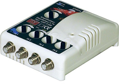 Elap 372014 Amplificateur TV TNT Intérieur - 4 Sorties - Filtre 4G Blanc