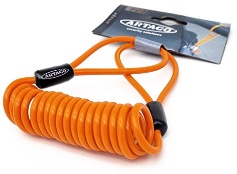 Artago R1 Cable Rappel en Acier Tressé de Haute Qualité, 140 cm, Revêtement Anti-Égratignures, Rappel Universel pour Antivol Bloque Disque Moto, Casque, Scooter, Velo, Trottinette Electrique, Orange