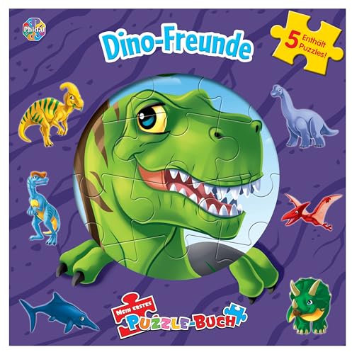 Phidal Dino-Freunde Mein erstes Puzzle-Buch - Rätselbuch für Kinder – 10-seitiges wattiertes Pappbilderbuch, 5 Puzzles zum Spielen und Lernen: Enthält 5 Puzzles