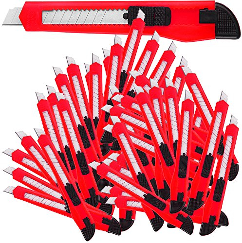 DEUBA® 50 x Teppichmesser Rasterautomatik Abbrechklinge 9mm Klingenbreite Cuttermesser Paketmesser Sicherheitsmesser