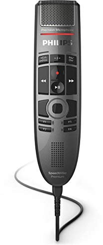 Philips SMP3800 SpeechMike Premium Touch USB Dictation Microphone for Crystal Clear Records and Best Voice Recognition Results, Barcode Scanner, Sensory Control Panel and Push Buttons, Anthracite