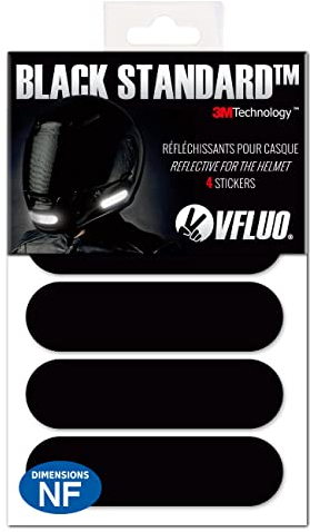 VFLUO - Kit 4 Streifen Schwarz Reflektierende Aufkleber für Motorradhelm - zugelassen für FR-Maße - Hohe Qualität und Sichtbarkeit, 3M™-Technology – diskret und Design – maximaler Halt