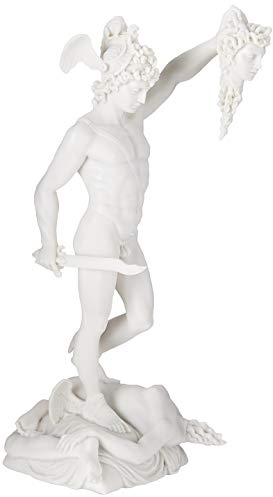 Design Toscano WU72918 Legato Statua in Marmo Perseo Decapitazione di Medusa, Bianco