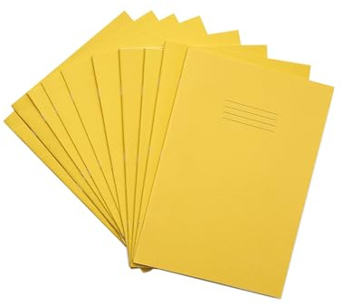 Rhino A4 Exercise Books, 80-Page / 10mm Squared Paper Notebook, 50-Pack, Office & School Stationery Supplies, Yellow