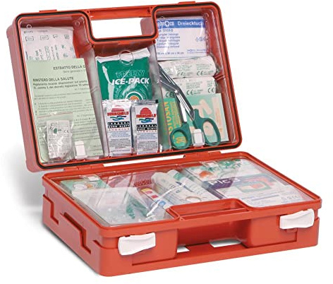 Coffre de premiers secours professionnel complet, conforme à la norme D.M. 388 et D.L. 81 Annexe 2 Contenu majoré