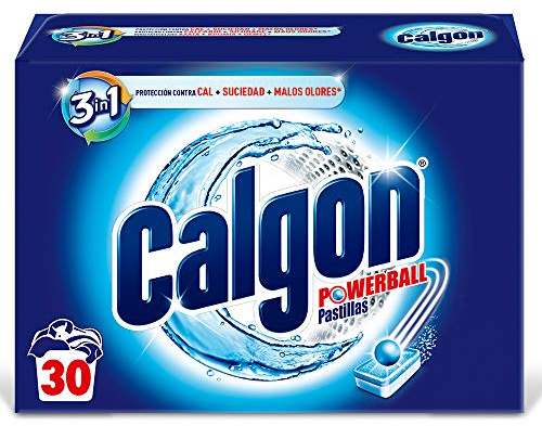 Calgon Powerball Pastillas - Antical para la Lavadora, Elimina Olores y Suciedad, en formato pastillas, 30 unidades