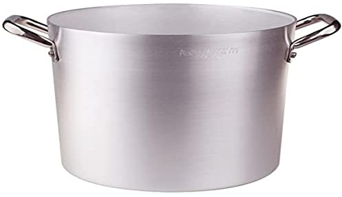 Pentole Agnelli Linea Alluminio 2 mm Pentola con Due Maniglie Inox, Argento, 50 cm