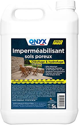 Onyx Professionnel - Imperméabilisant Hydrofuge et Oléofuge Sols Poreux Multi-Surface - Effet Perlant, Sans Solvant, Sans Odeur - Fabrication Française - 5L