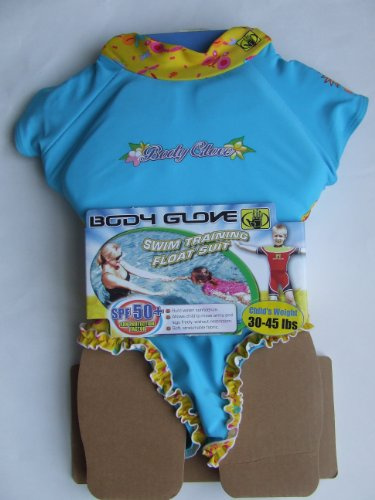 Body Glove Triple Stitch Float Girl's Swimming Suit (Size 3-4, 26-40 Pounds, Turquoise/Leg Ruffle)