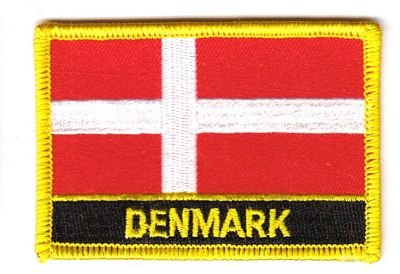 Flaggen Aufnäher Patch Dänemark Schrift Fahne NEU