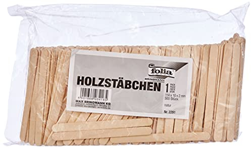 folia 2291 - Holzstäbchen, 114 x 10 x 2 mm, 500 Stück, natur - für vielfältige Bastelarbeiten