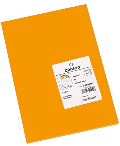 Canson Iris Vivaldi, Papel de dibujo de color, Suave, 185gsm, Hoja, A4-21x29,7cm, Clementina