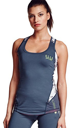 Elle Sport-Top für Damen, für Laufen, Fitness, Training, Fitnessstudio, ärmellos, Designer-T-Shirt, Crossfit, Fitness, Laufen, hochwertig, lässig Gr. Small, Storm Sky