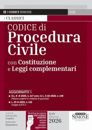 Codice di procedura civile con Costituzione e leggi complementari. Con la nuova APP CODICI SIMONE per un codice sempre aggiornato