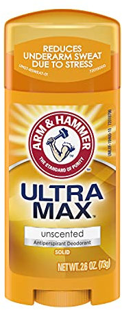 Arm & Hammer Ultra Max Advanced Anti-Perspirant & Deodorant, Invisible Solid, Unscented, Packaging May Vary, 2.6 oz (73.7 g) (Pack of 6)