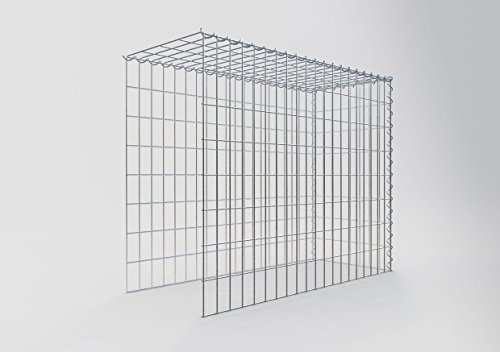 GABIONA Cesta de piedra de gavión rectangular, malla de 5 x 10 cm, profundidad de 40 cm, cesta de cultivo tipo 4, cierre de espiral, galvanizado (100 x 80 x 40 cm)
