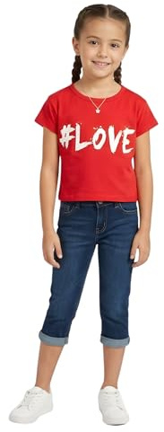 A2Z 4 Kids #Love Printed Crop Top Short Sleeves - Love Crop Top Red 11-12