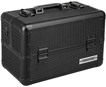 anndora Beauty Case Kosmetikkoffer Schmuckkoffer - Aluminium Rahmen schwarz - Texturoberfläche Renaissance schwarz