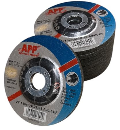 NTools SDSS - Set di 5 dischi smerigliatrice 115 x 6,4 x 22,23 mm per smerigliatrice angolare | Disco smerigliatrice ferro | Forma FEPA 27 (centro depresso), spessore 6,4 mm | Set di 5 pezzi