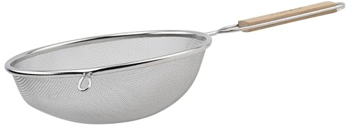 Winco Strainer with Single Fine Mesh, 8-Inch Diameter, Medium, Stainless Steel, Tan,Silver