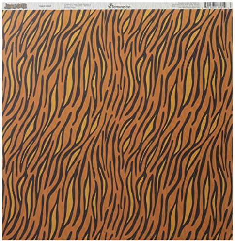 Reminisce Jungle-icious 12 by 12-Inch Double Sided Scrapbook Paper, Tiger Print
