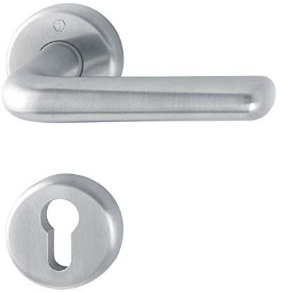 Hoppe 3032884 Türbeschlag Helsingborg E1730Z/17KV/17KVS mit Profilzylinder-Lochung, Silber