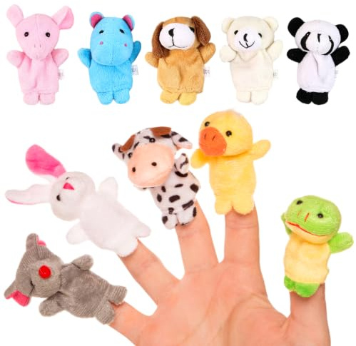Itian Lot de 10 Types différents Peluche Doudoune Marionettes a Doigts en Forme d'animaux