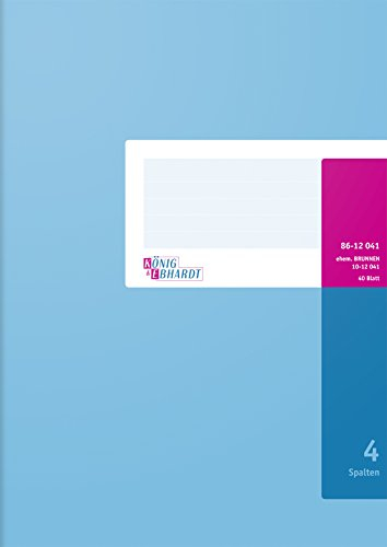 König & Ebhardt Brunnen 8612041 Geschäftsbuch / Spaltenbuch (A4, mit festem Kopf, 4 Spalten, 80g/m²) Blau, Magenta