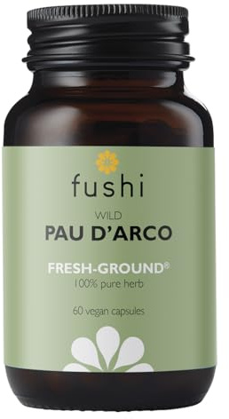 Fushi Organic Pau d’Arco (Handroanthus impetiginosus) Capsules, 60 Caps | Fresh-Ground Whole Food | Rich in Selenium, Iron, Calcium, Sodium & Vitamins | Vegan & Ethical | Made in the UK 60 Count (Pack of 1)
