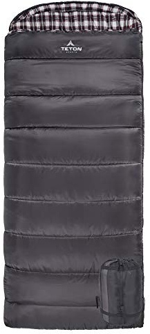 Teton Fahrenheit XXL -25F Degree Sleeping Bag, All Weather Sleeping Bag for Adults, Camping Made Easy and Warm. Compression Sack Included, Grey, Right Zip