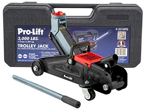 Pro-Lift F-2315PE - Sollevatore Idraulico per Carrello Idraulico Grigio con Custodia Stampata a Soffio-capacità di 3000 libbre, 12 Pollici