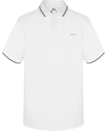 Slazenger Men's Polo Shirt, Short-Sleeved, Striped Details - White - XXX-Large