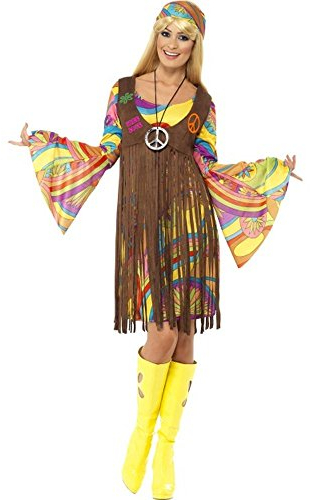 Smiffys 60er Schicke Lady, mit Kleid, gedruckter Weste und Stirnband