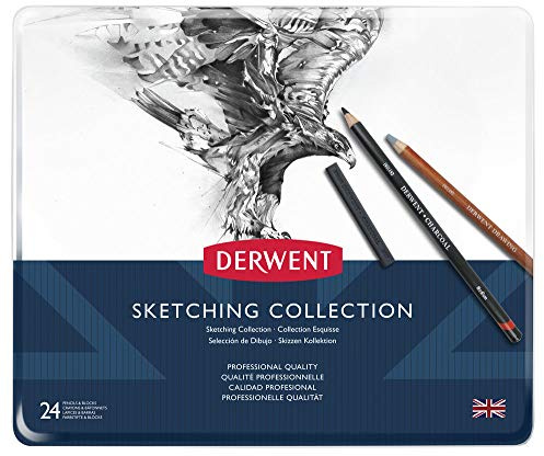 Derwent 34306 Drawing and Sketching Mixed Media Set with Accessories, Set of 24, Professional Quality, Multicolor