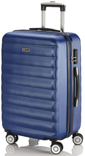 ITACA - Valise Rigide Grande Taille 158 cm - Bagage Soute 23 kg Solide ABS - Trolley Valise Moyenne - Bagage Taille Moyenne. Cadenas à Combinaison Valise Extensible, Bleu