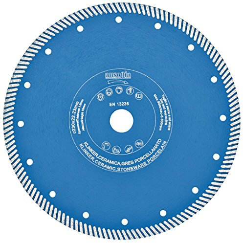 Ausonia - Disco diamantato turbo professionale per ceramica e gres porcellanato. Altezza 10 mm, foro 22,2, spessore corona 1,2, diametro 115