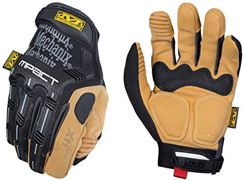 Mechanix Wear: Material4X M-Pact Synthetic Leather Work Gloves, Safety Gloves with Impact Protection and Vibration Absorption, Abrasion Resistance, Work Gloves for Men (Brown, Medium)